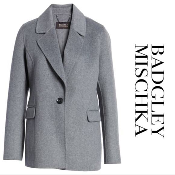 Badgley Mischka Wool Blend Blazer Coat Grey - Picture 1 of 7